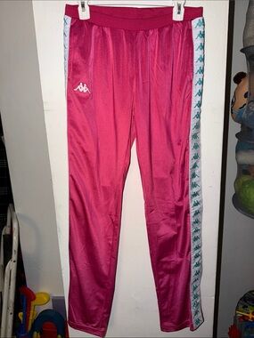 Kappa Magenta Track Pants with White & Teal Logo Tape